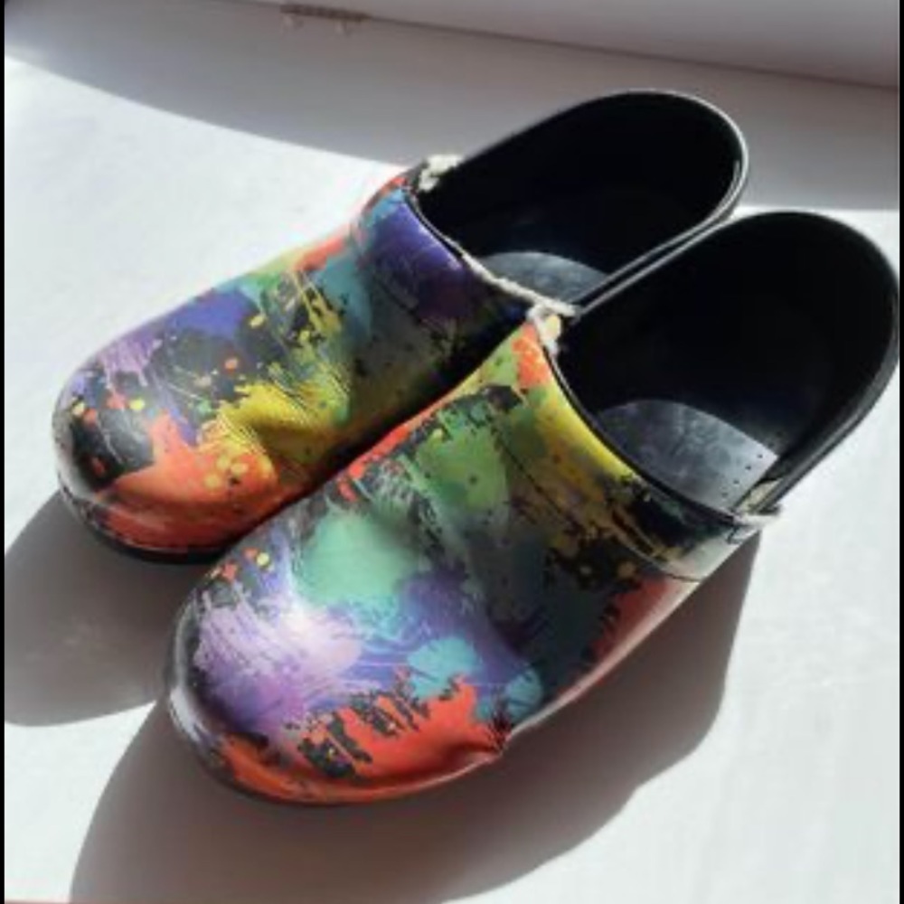 Dansko Paint Splatter Splotchwork Professional Mules Slip On Clogs Work Shoes